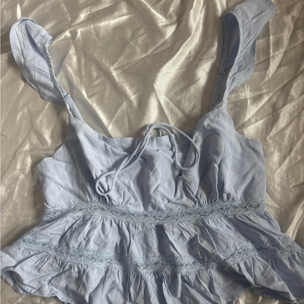 L.A. Hearts Sky Blue Lace Top